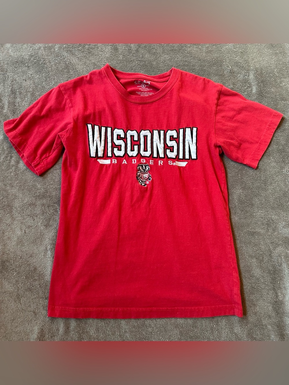 Wisconsin Badgers OVB Embroidered T Shirt Small Red Bucky Badger Y2K NCAA